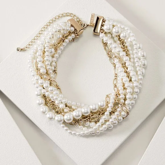 WHBM Pearl Twisted Bib Necklace - Picture 6 of 6